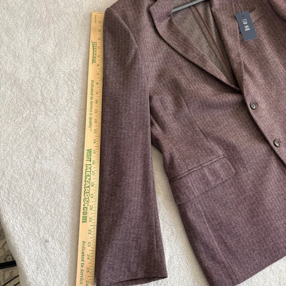 Stafford Mens 46R Burgundy Herringbone Classic Fit Stretch Blazer Sport Coat NEW